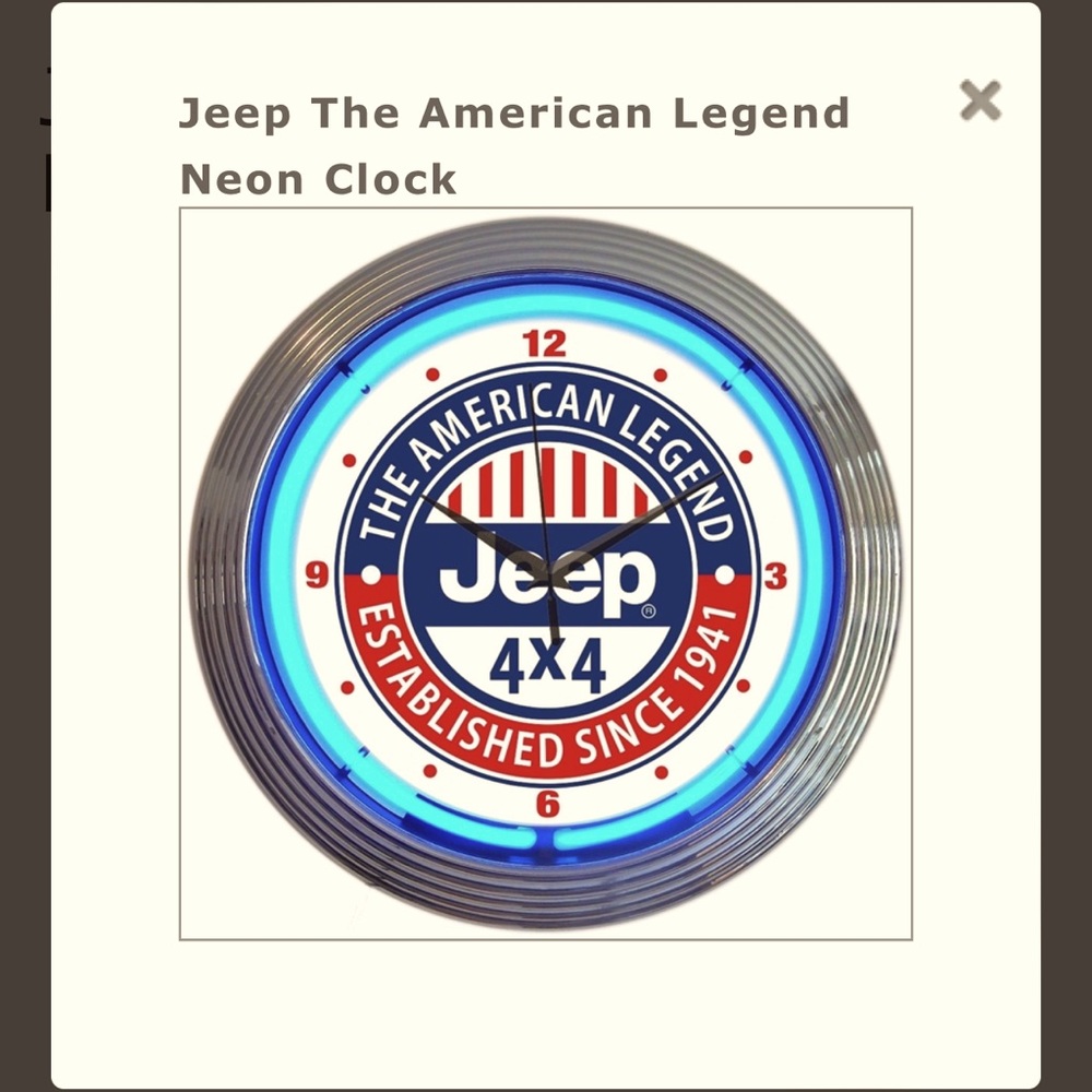 Neon jeep wall clock.